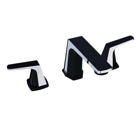 Anzzi 2-Handle 3-Hole Widespread Bathroom Faucet in Matte Black and Chrome L-AZ905MB-CH